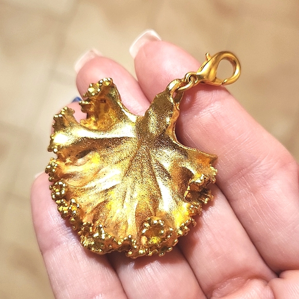 Anthropologie Gold Tone Kale Lettuce Leaf Charm